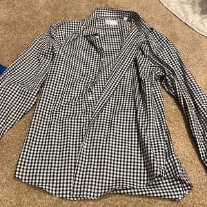 Checkered black/white collared button down